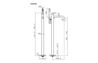 Vema Timea Floor Standing Bath/Shower Mixer - Matt Black