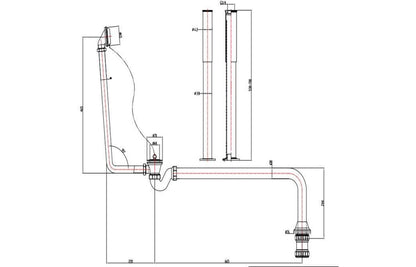 Exposed Bath Plug & Chain Waste With Pipe Shrouds - Chrome