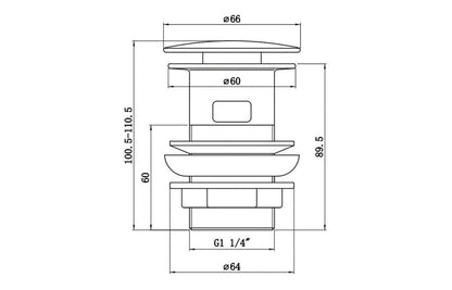 Slotted Mushroom Basin Waste (1 1/4") - Chrome