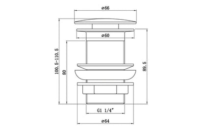 Unslotted Mushroom Basin Waste (1 1/4") - Brushed Brass