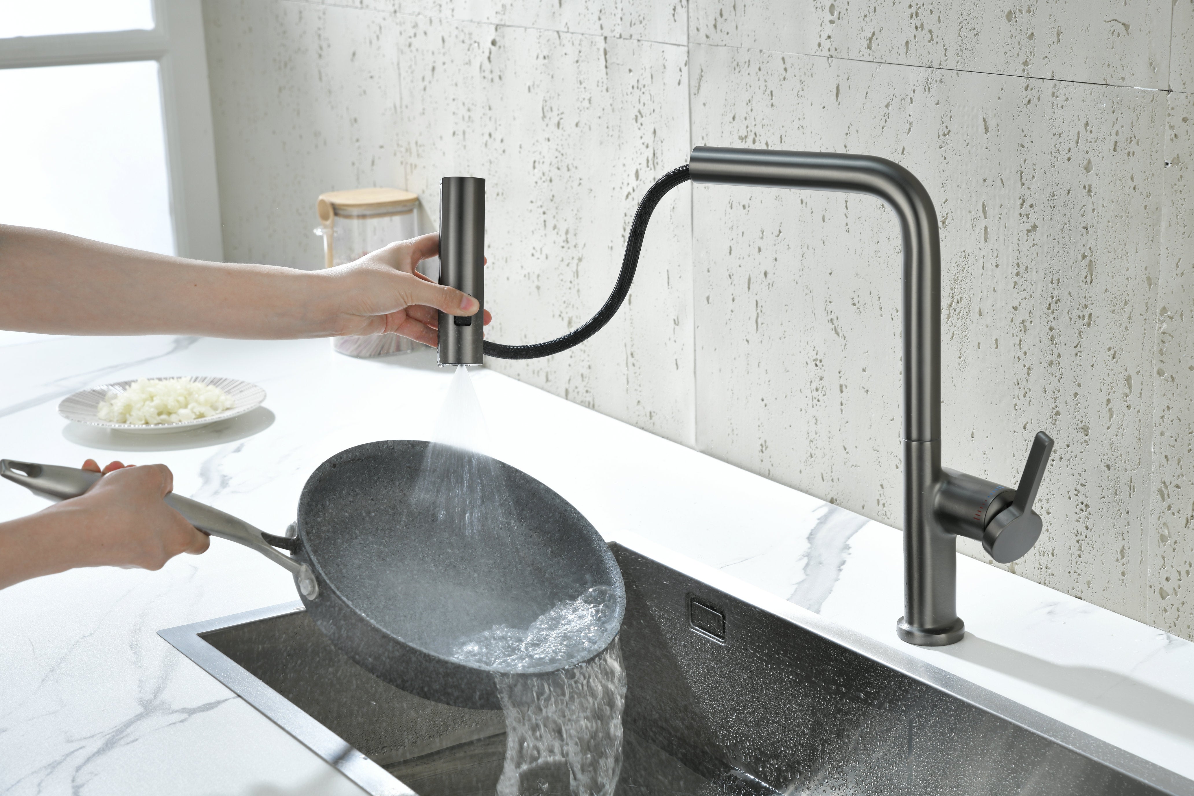 Novo HTC Kitchen Mixer Tap Multi Spray GUN METAL