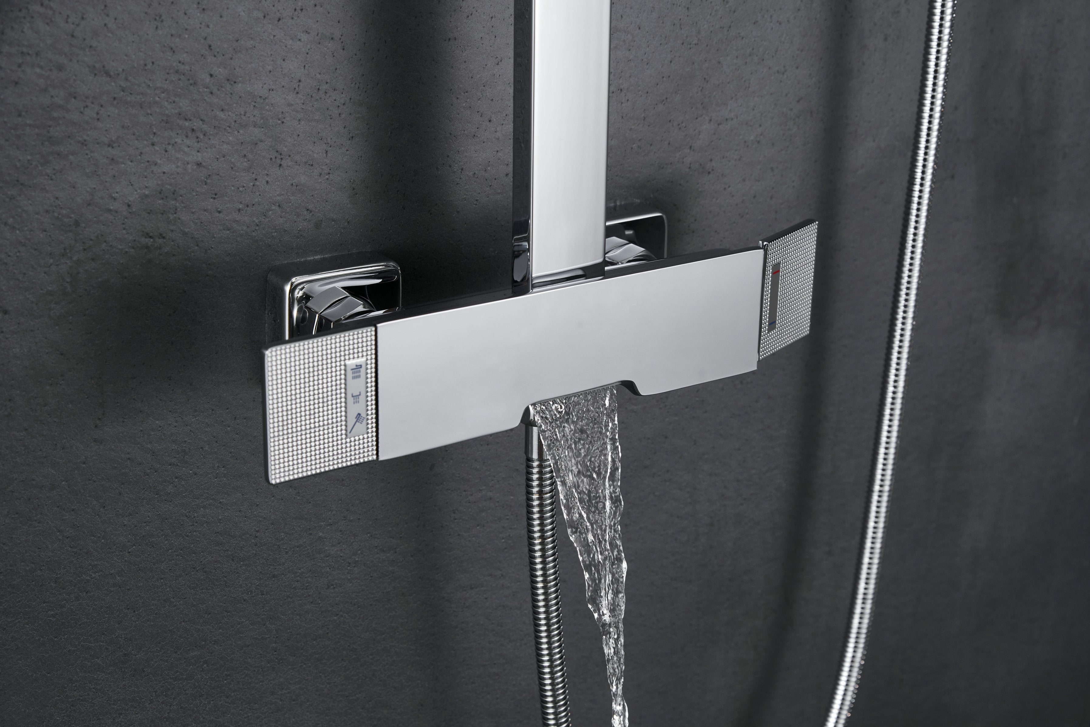 Novo Edge Chrome  Modern Mixer Shower System 3-Function Solid Brass