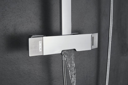 Novo Edge Chrome  Modern Mixer Shower System 3-Function Solid Brass