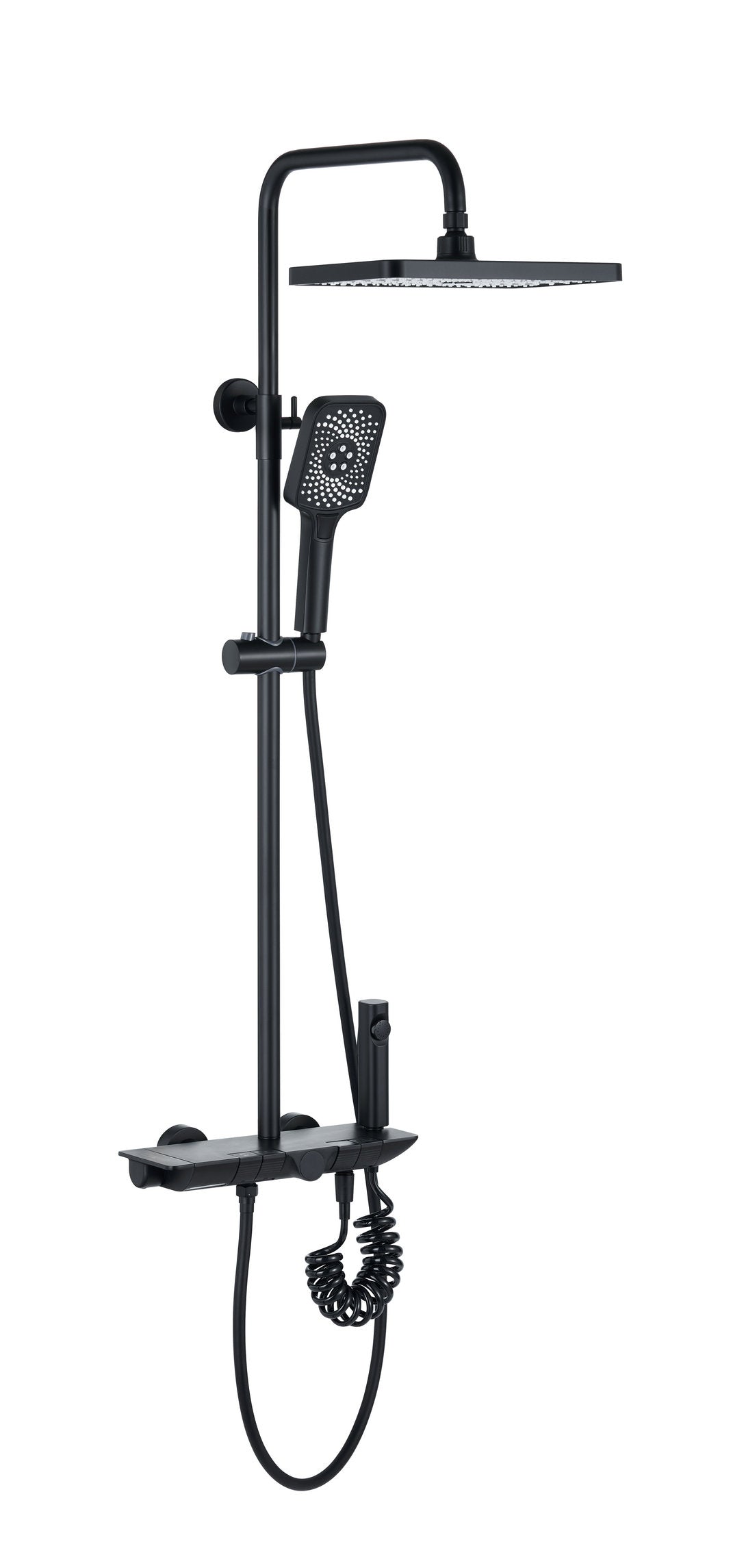 Novo Dynamic Thermostatic Matt Black Modern Mixer Shower System 4-Function Solid Brass