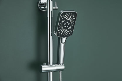 Novo Dynamic Thermostatic Chrome Modern Mixer Shower System 4-Function Solid Brass