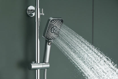 Novo Dynamic Thermostatic Chrome Modern Mixer Shower System 4-Function Solid Brass