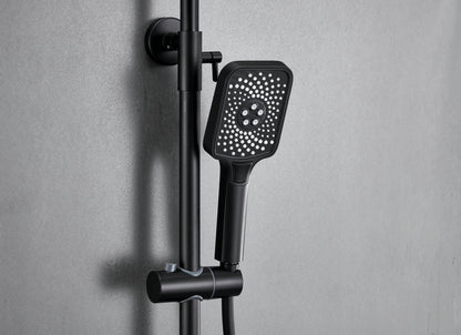 Novo Dynamic Thermostatic Matt Black Modern Mixer Shower System 4-Function Solid Brass