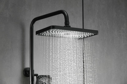 Novo Dynamic Thermostatic Matt Black Modern Mixer Shower System 4-Function Solid Brass