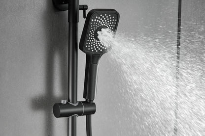 Novo Dynamic Thermostatic Matt Black Modern Mixer Shower System 4-Function Solid Brass