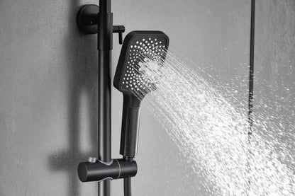 Novo Dynamic Thermostatic Matt Black Modern Mixer Shower System 4-Function Solid Brass