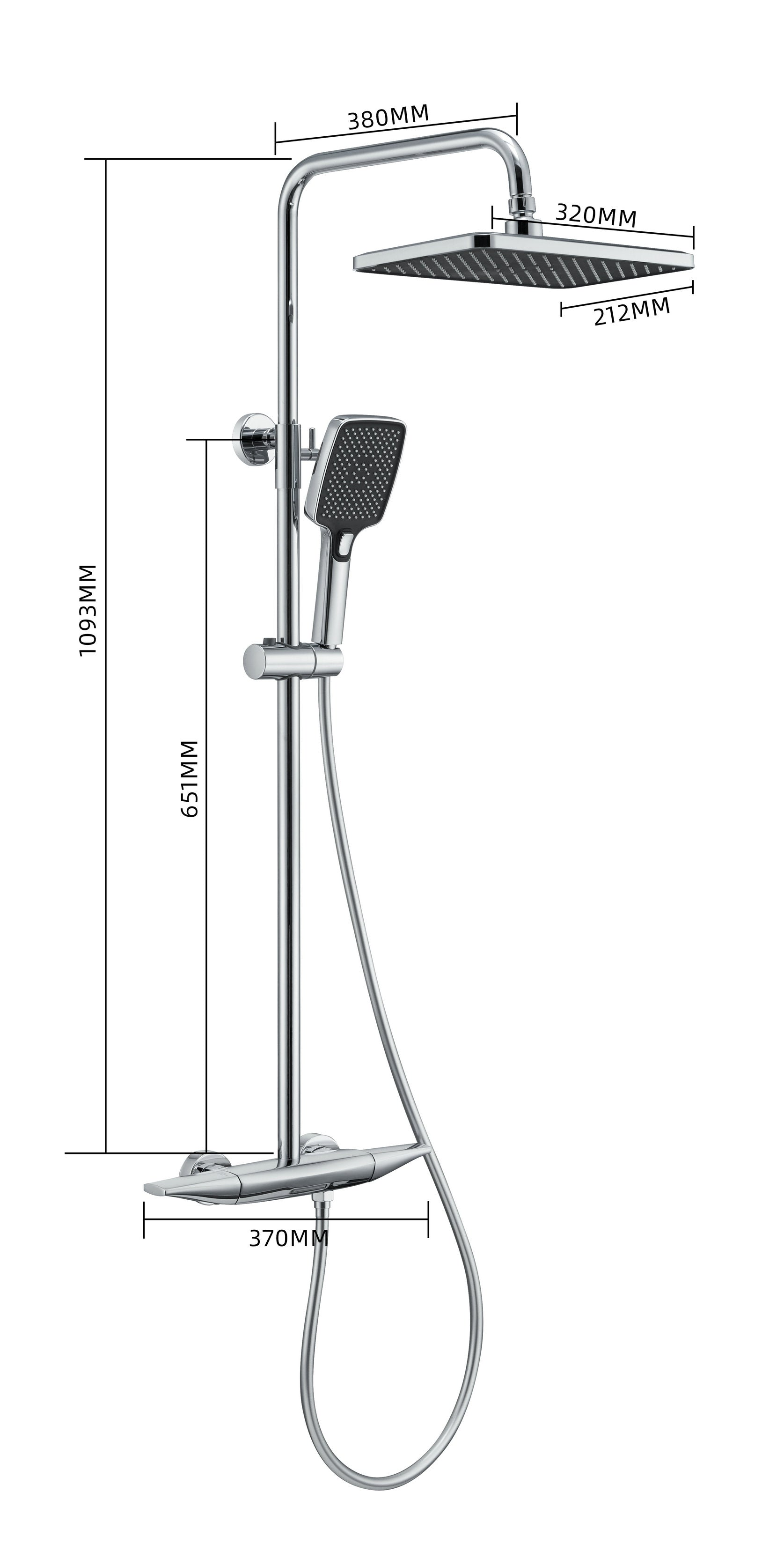 Novo Multi Chrome  Modern Mixer Shower System 3-Function Solid Brass