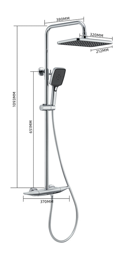 Novo Multi Chrome  Modern Mixer Shower System 3-Function Solid Brass
