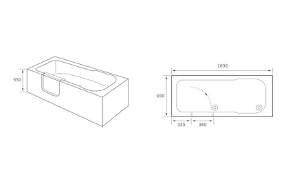 Easy Access 1690x690x550mm 0TH Bath