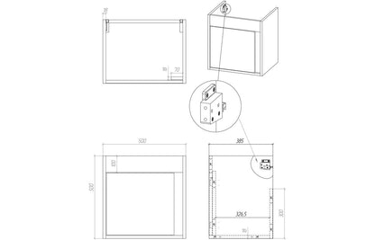 Elentra 510mm Wall Hung Unit Inc. Basin - Matt Antique Rose