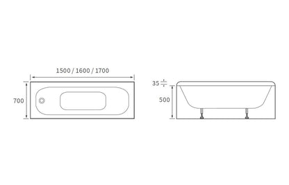 Euro Steel Single End 2TH Bath w/Legs