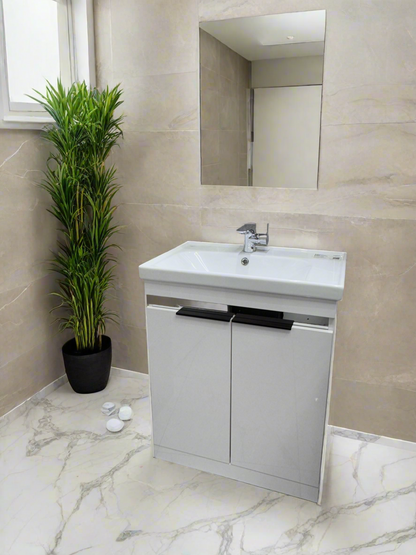 Novo Frame 700mm White Gloss 2-Door Floorstanding Vanity unit with Nano Glazed Ceramic Basin
