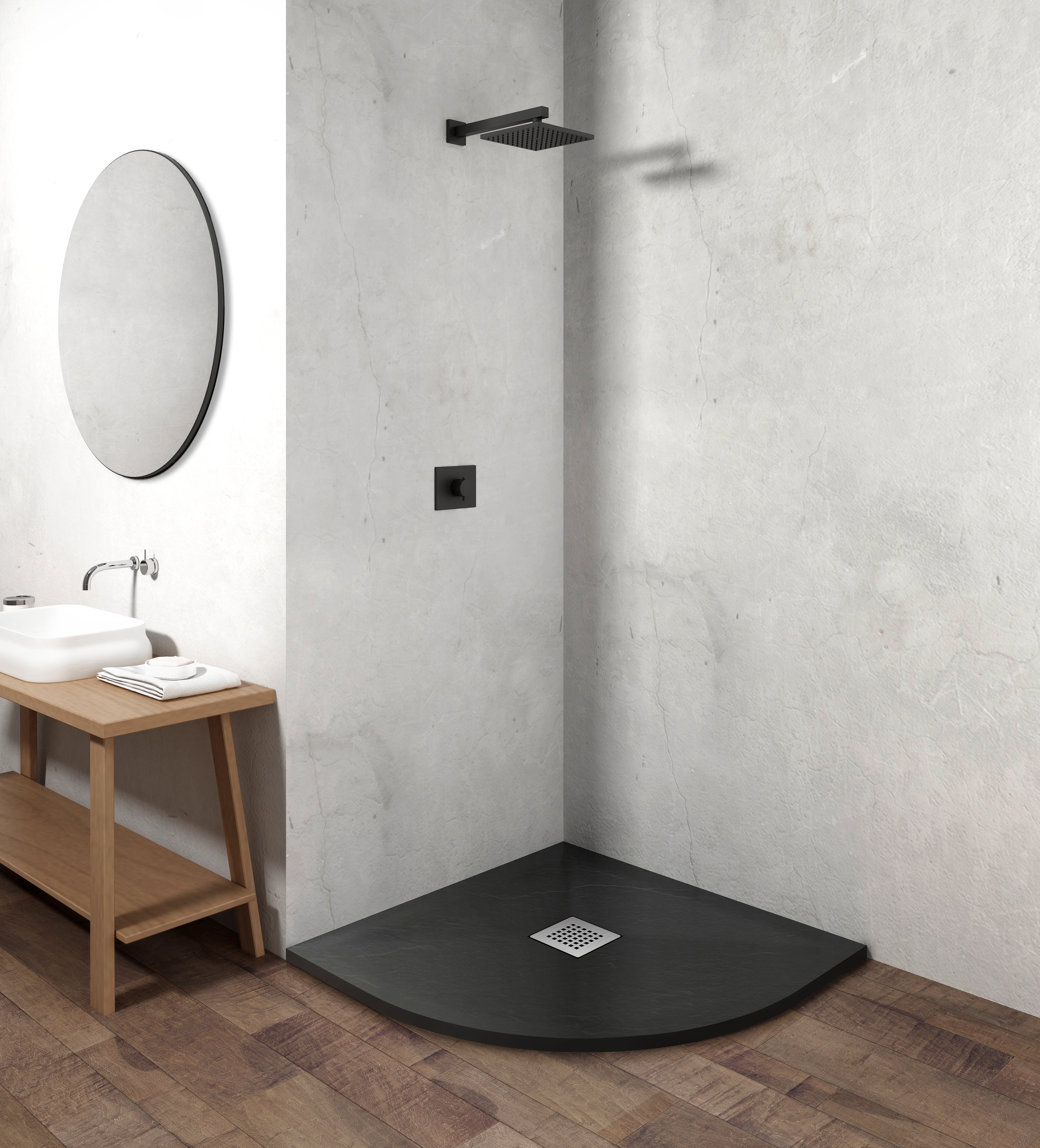 Novo FQ Series 900x900 Quadrant Slate Stone 25mm Shower Tray with  Waste System
