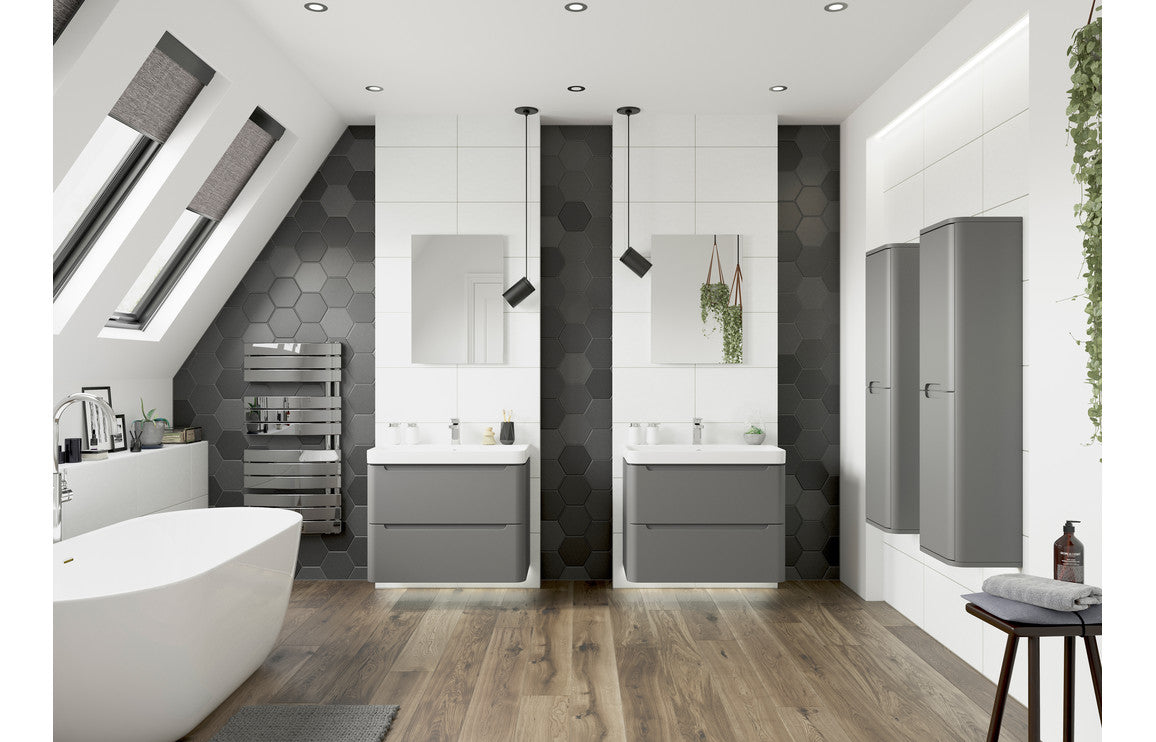 Lambi 500mm 2 Door Floor Standing Cloakroom Basin Unit - Matt Grey