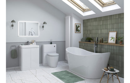 Lambi 500mm 2 Door Floor Standing Cloakroom Basin Unit - White Gloss