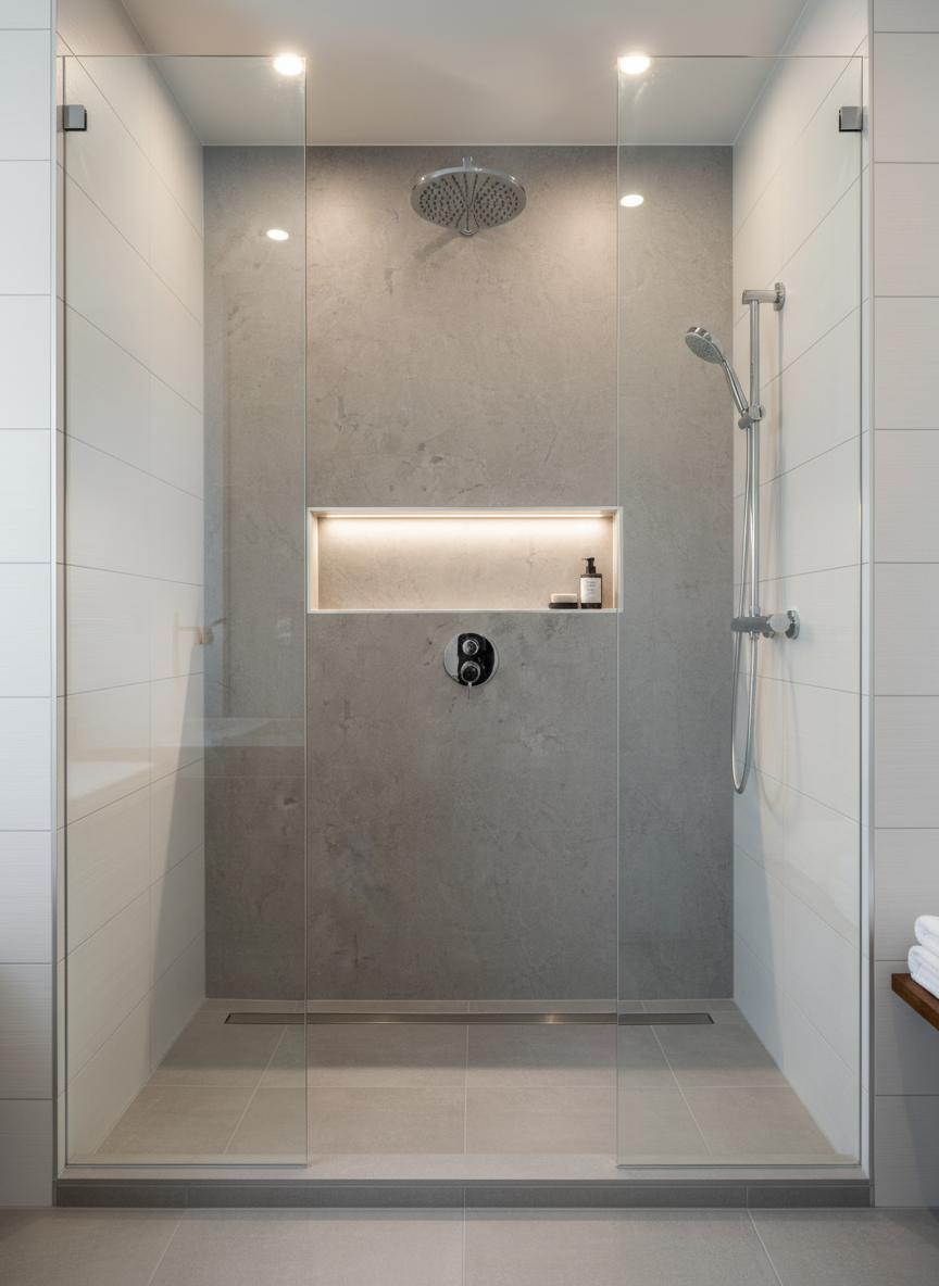Shower Wall Panel  1200 Grey Concrete Premier