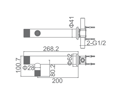 Novo HC-5 Matt Black Wall Mounted Basin Mixer Tap