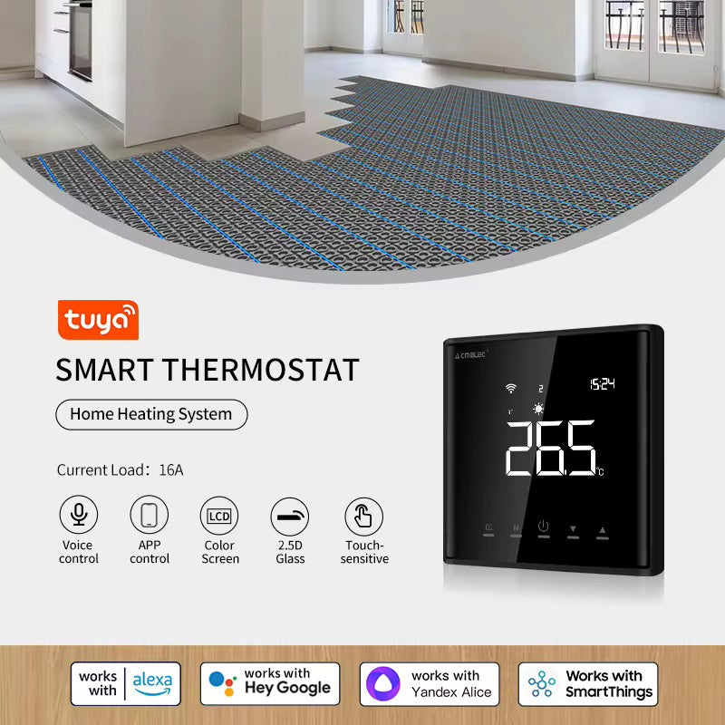 Novo Smart WiFi  Glass Thermostat Black