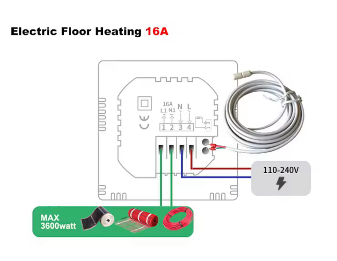 Novo Smart WiFi  Glass Thermostat Black