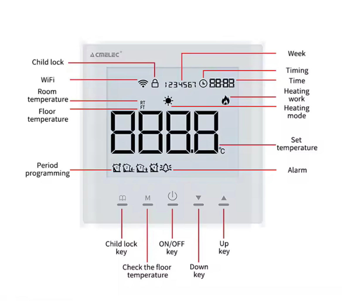 Novo Smart WiFi  Glass Thermostat Black