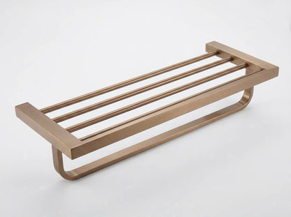 Novo Double Towel Rail with Towel Rack Brushed Bronze
