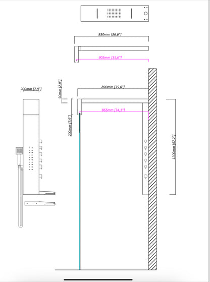 Novo Designer Italia Column  Shower System *900 Tray width