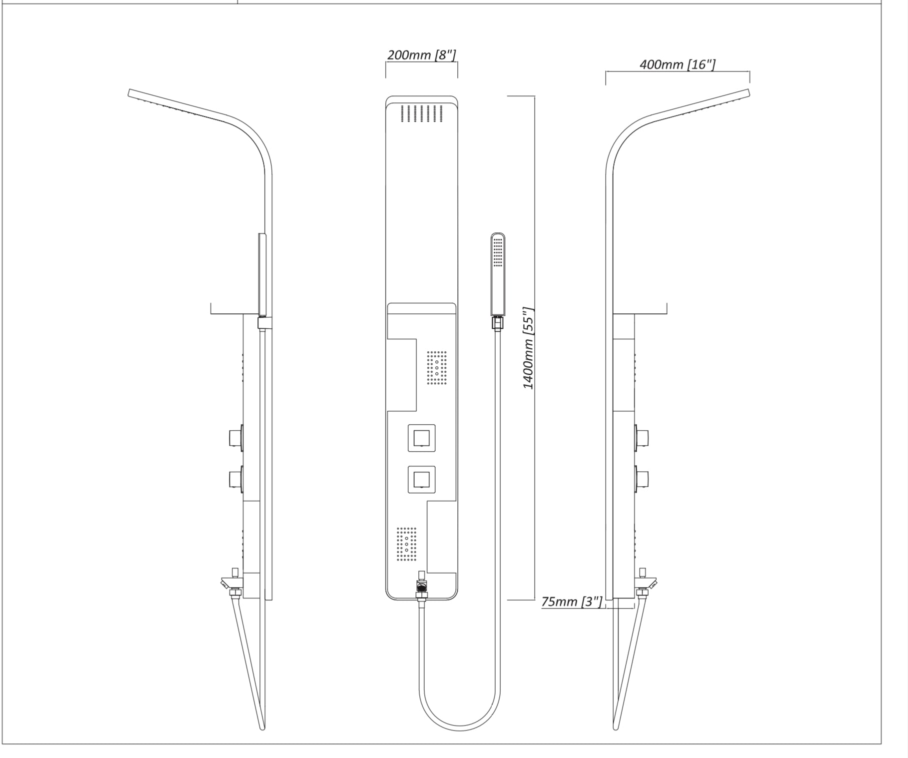 Novo GA Aluminium Designer Thermostatic Column shower Pack