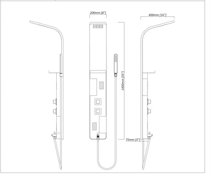 Novo GA Aluminium Designer Thermostatic Column shower Pack