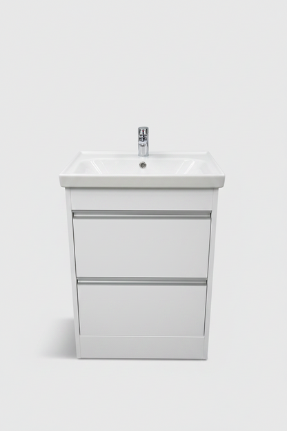 600 Frame Floorstanding 2-Draw with  Handleless Vanity unit with Ceramic Basin