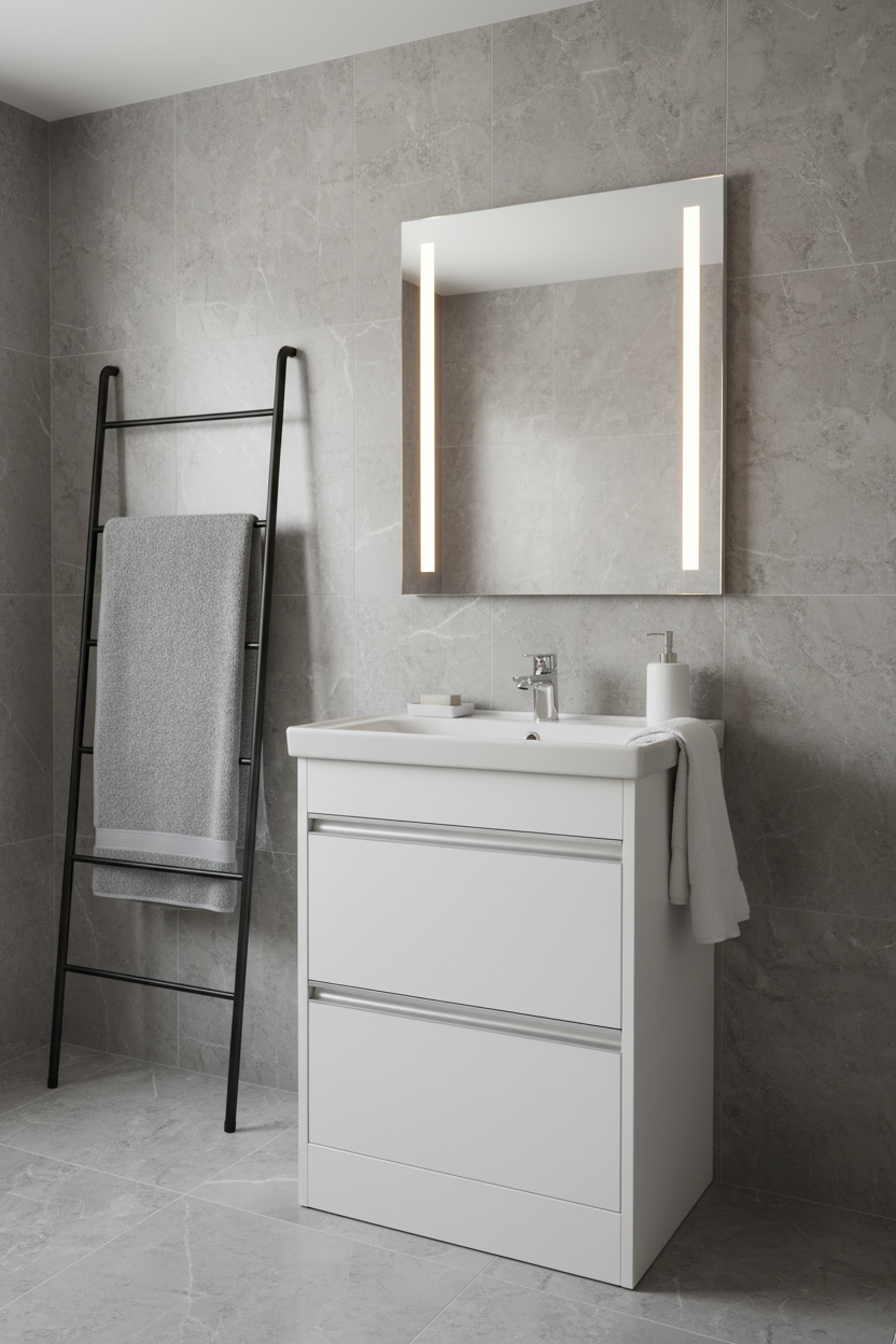 600 Frame Floorstanding 2-Draw with  Handleless Vanity unit with Ceramic Basin