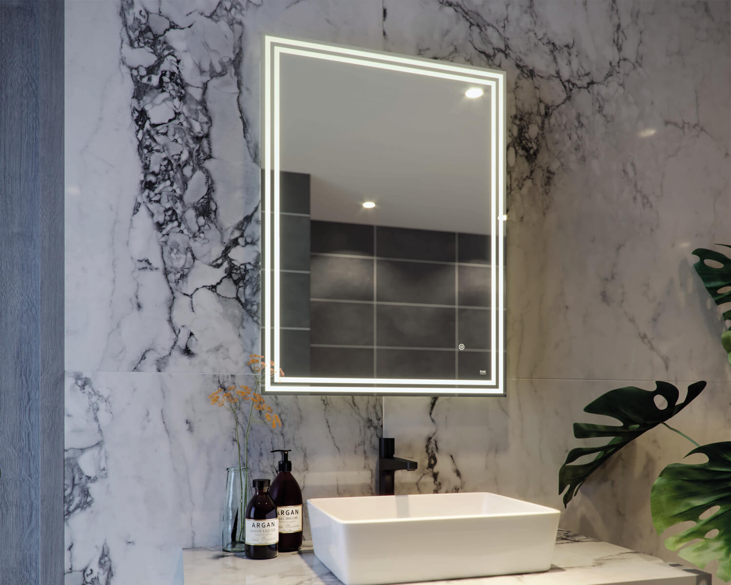 RAK Hermes 600 x 800mm LED Illuminated Portrait Mirror With Touch Sensor Switch