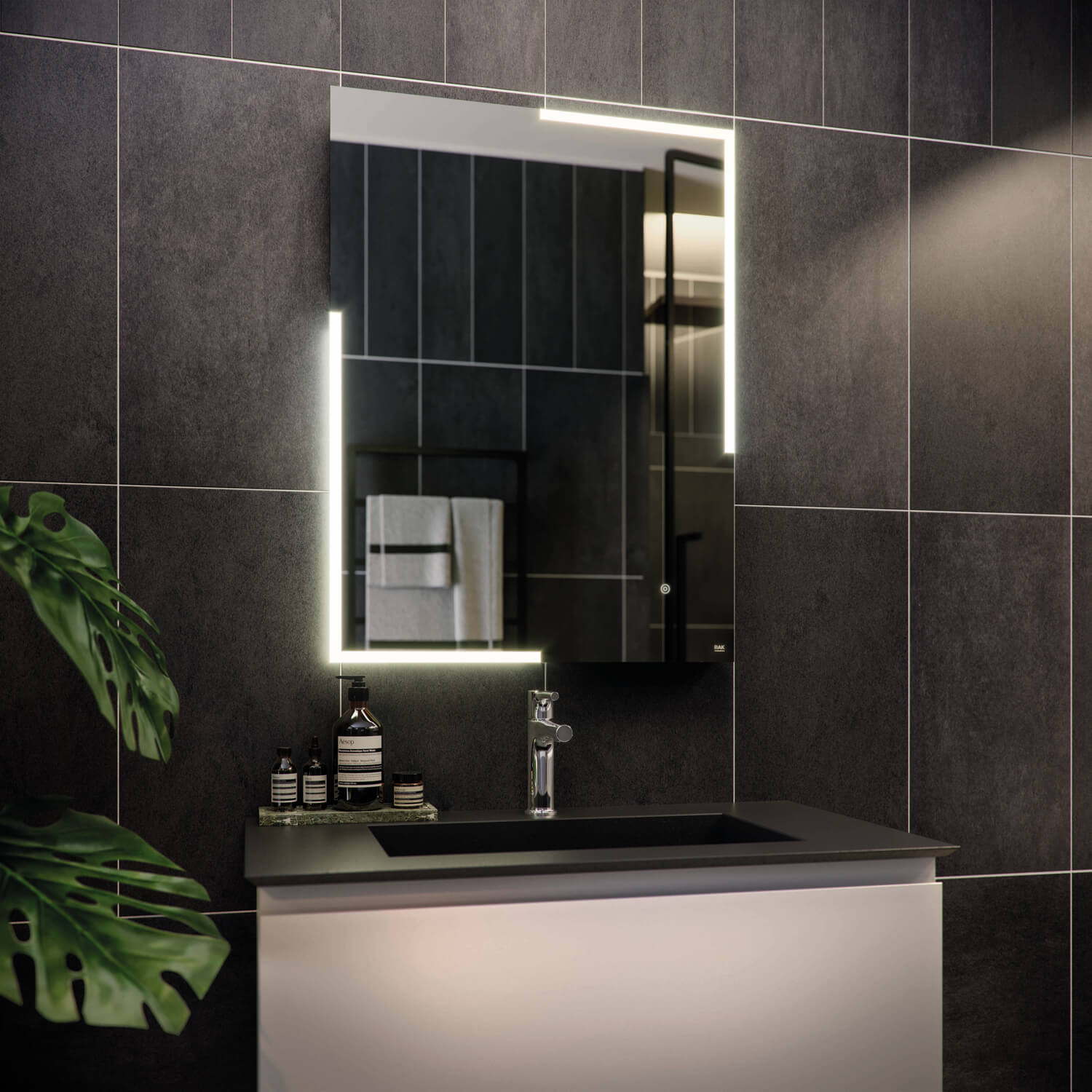 RAK Citrine 600 x 800mm LED Illuminated Mirror With Demister And Touch Sensor Switch