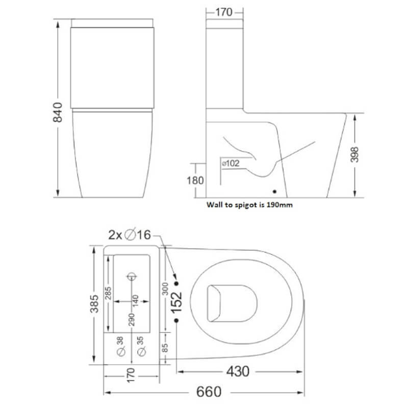 ALL in One Combi 2-In-1 Back To Wall Toilet With Basin