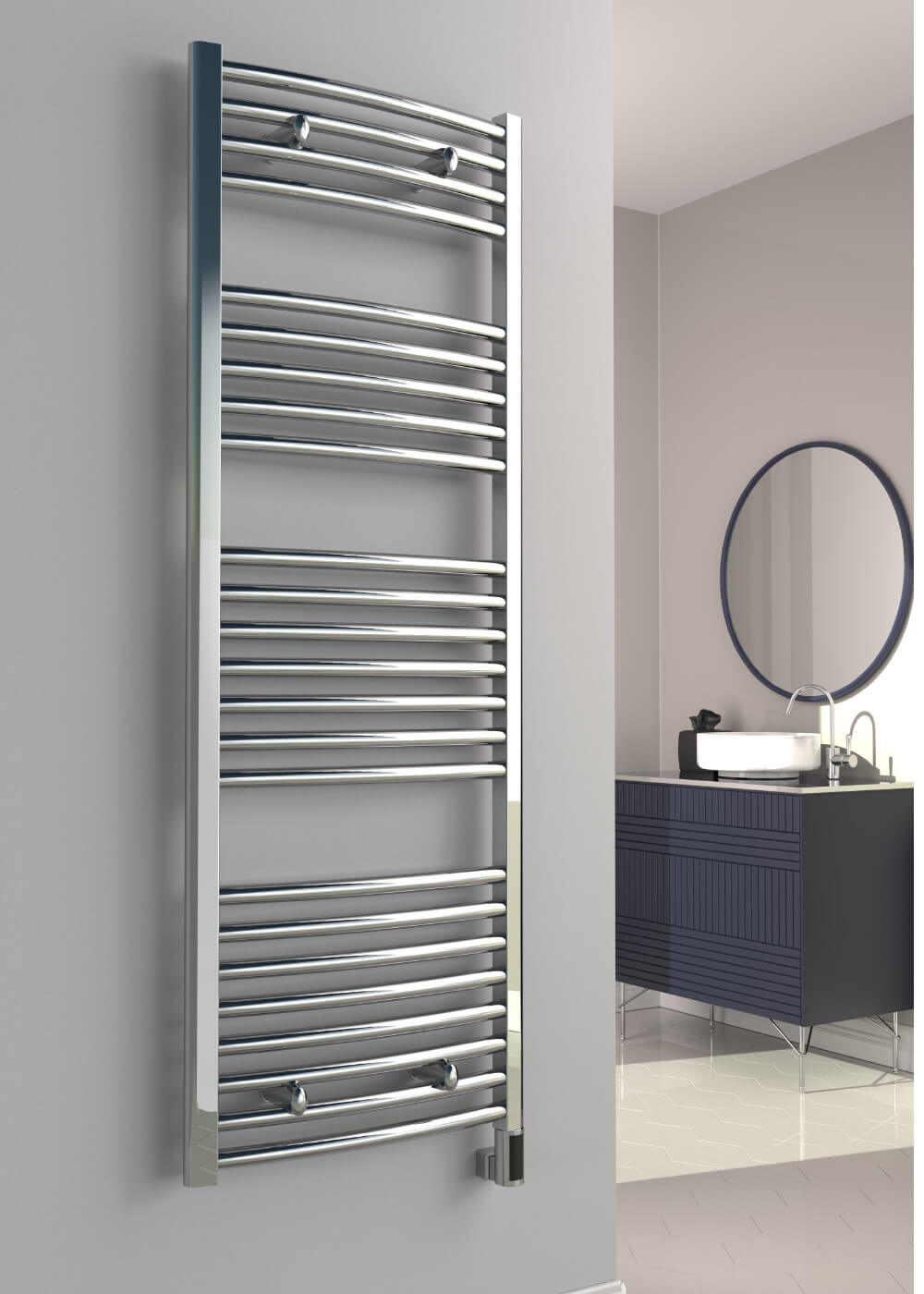 Reina Diva 450mm Wide Chrome Flat Towel Rail