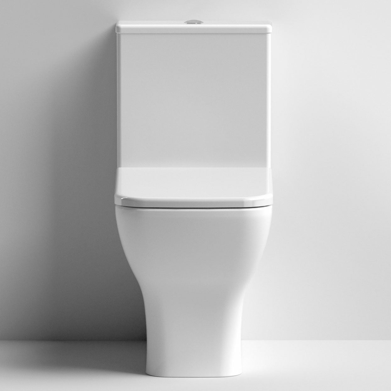 Nuie Ava 385 x 613mm Rimless Closed Coupled Toilet With Soft Close Seat