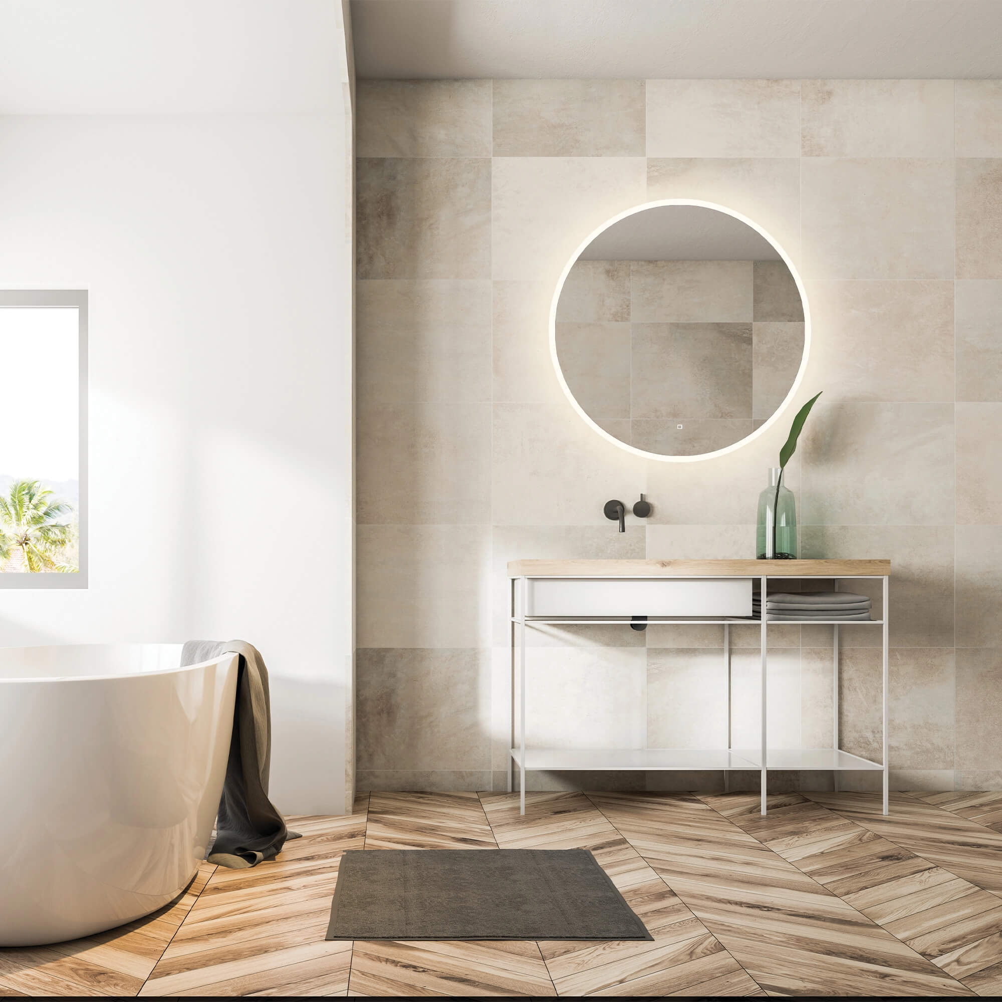 HIB Sphere 60 Round LED Illuminated Mirror 600mm