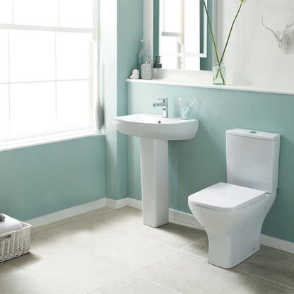 Nuie Ava 375 x 610mm Closed Coupled Rimless White Pan With Cistern And Seat