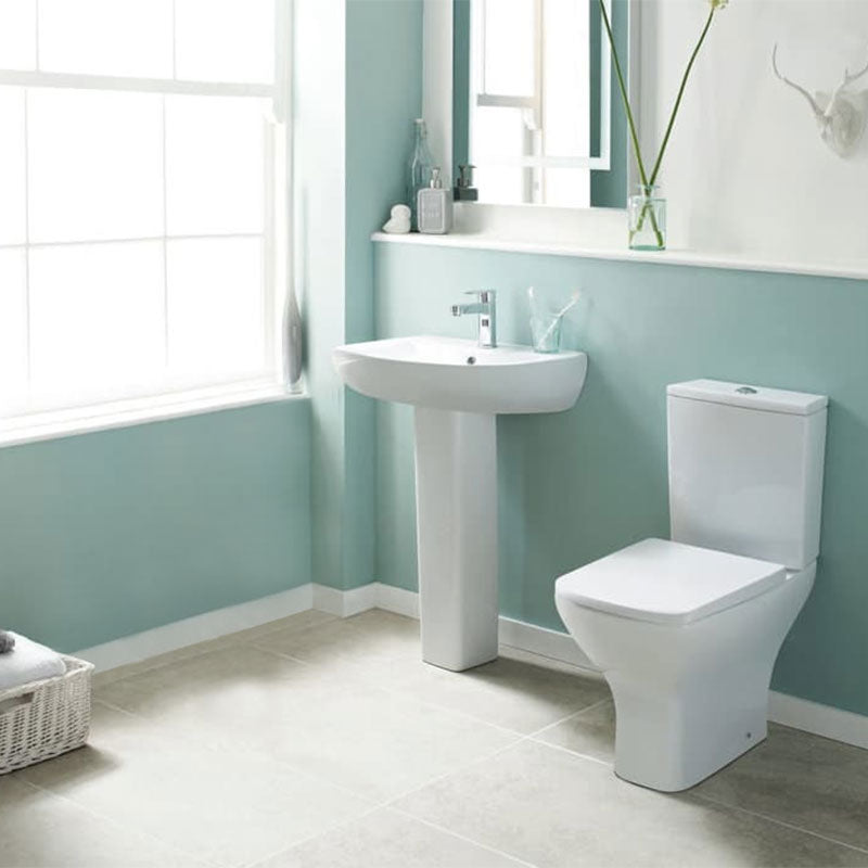 Nuie Ava 375 x 610mm Closed Coupled Rimless White Pan With Cistern And Seat