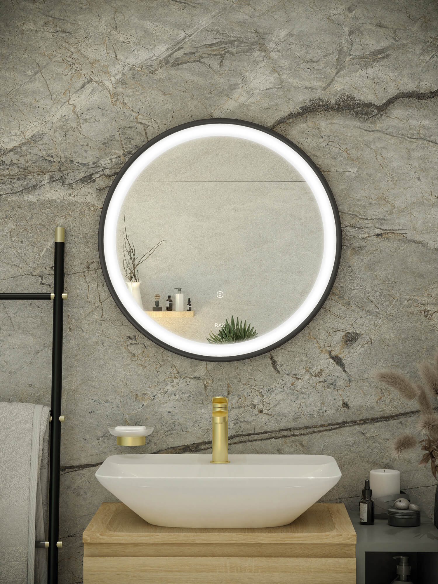 Rak Picture LED Illuminated Round Mirror With Demister Pad