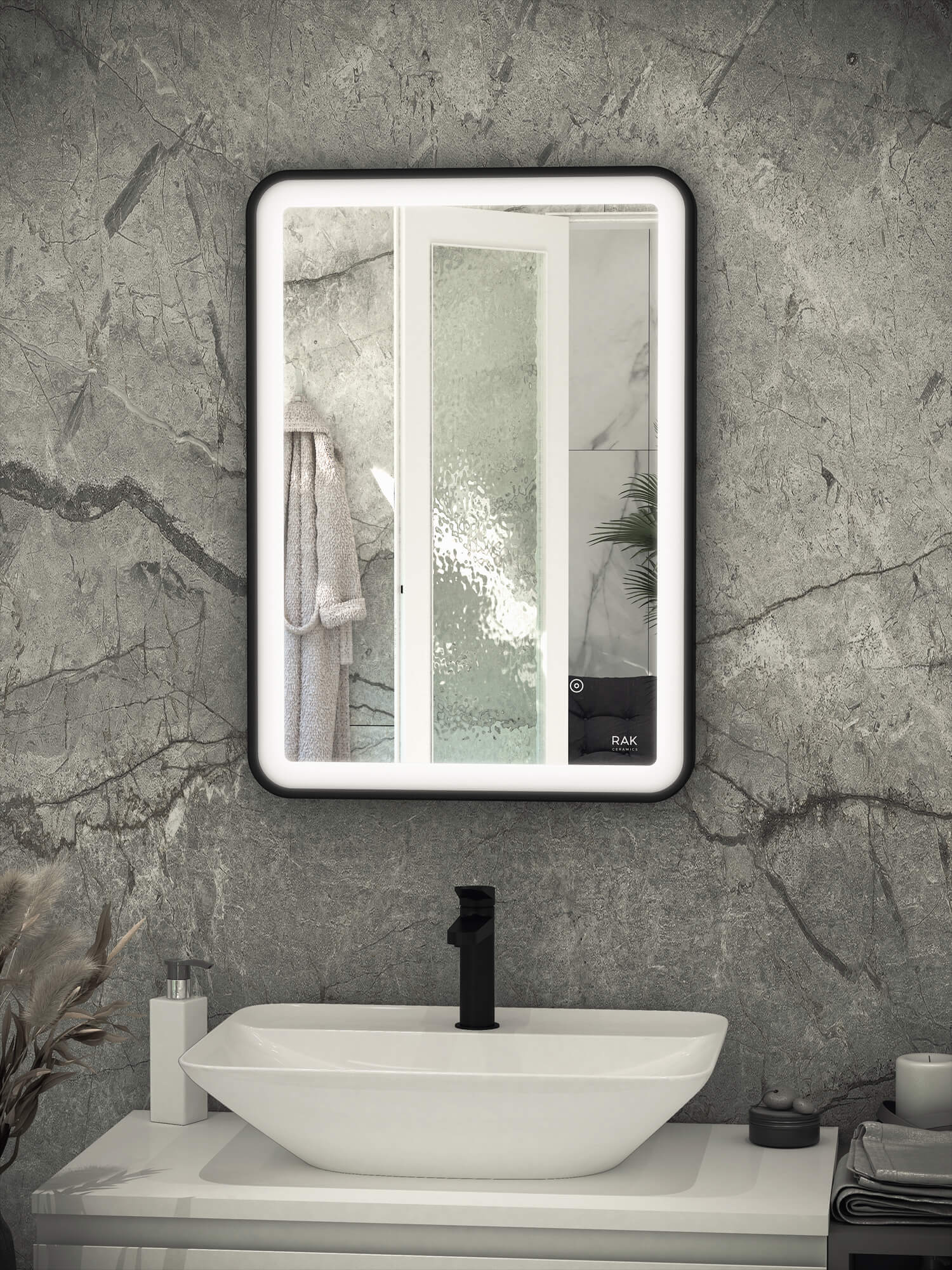 Rak Picture Soft LED Illuminated Rectangular Mirror With Demister Pad