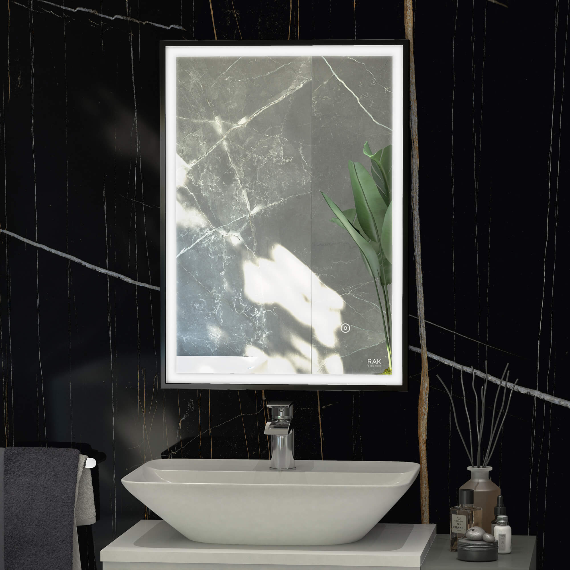 Rak Picture Soft Square LED Illuminated Mirror With Demister Pad