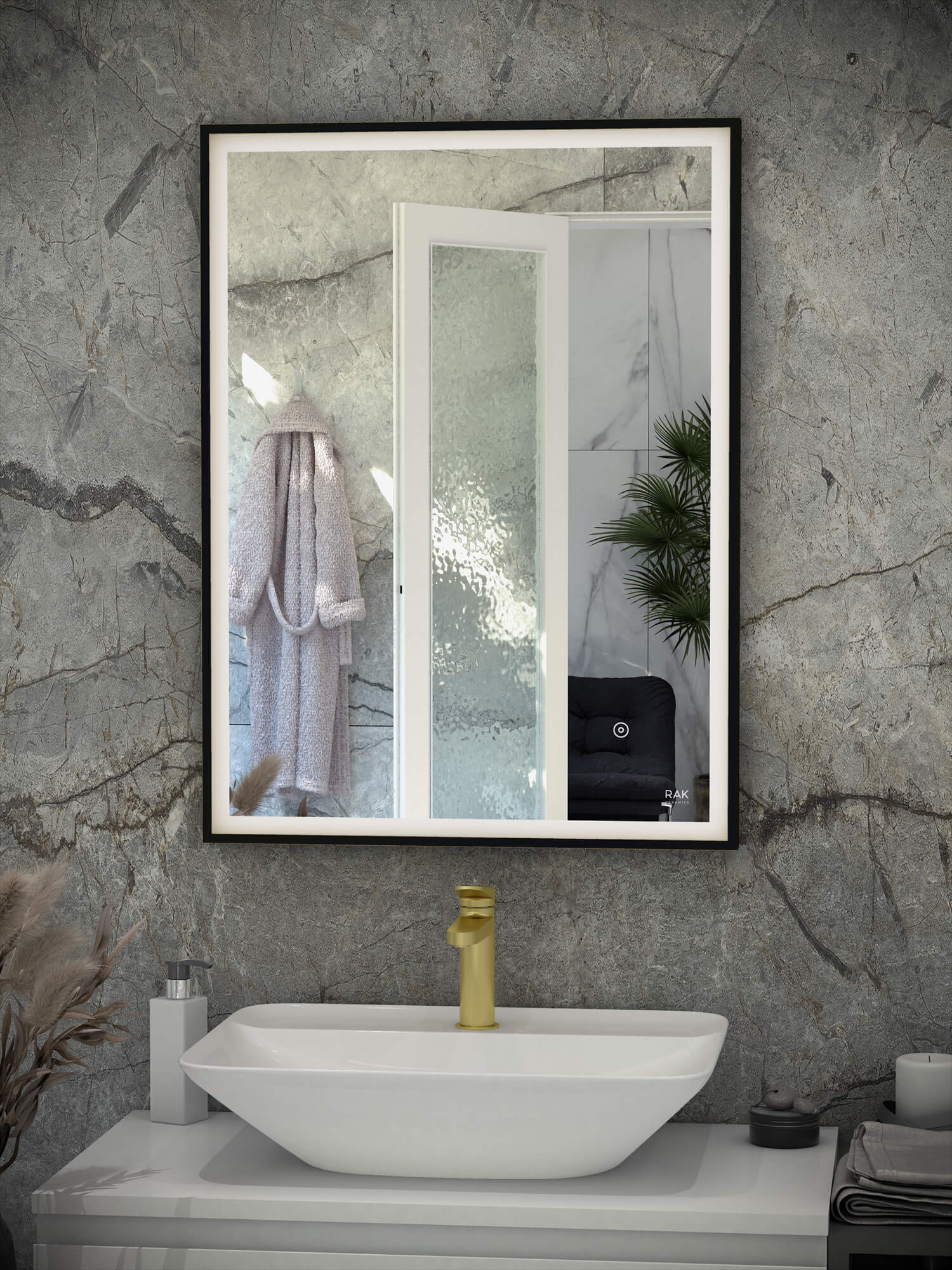 Rak Art Square LED Illuminated 500 x 700mm Mirror With Demister Pad