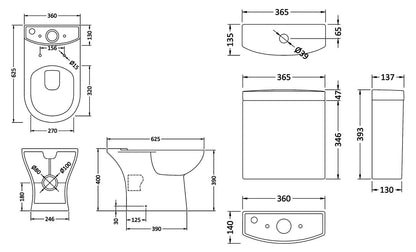 Nuie Lawton 625mm Compact Pan White With Cistern