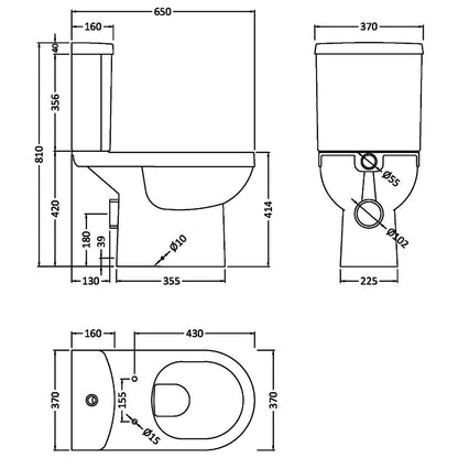 Nuie Ivo 370 x 650mm Close Coupled White WC Set