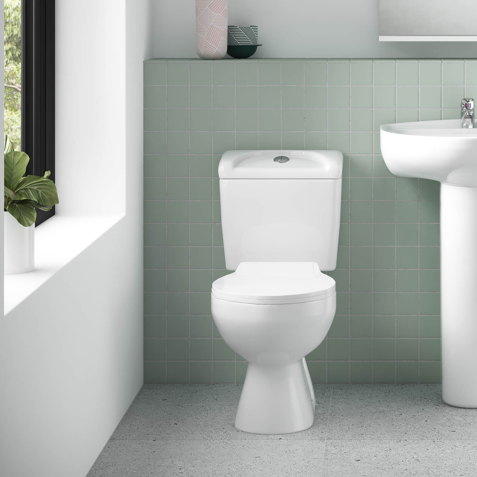 Nuie Melbourne 382 x 635mm Close Coupled White WC Set