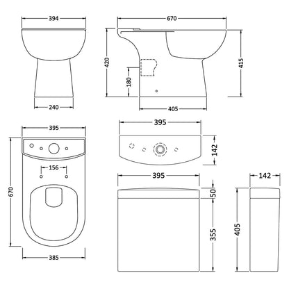 Nuie Lawton 670mm Close Coupled White Pan With Cistern